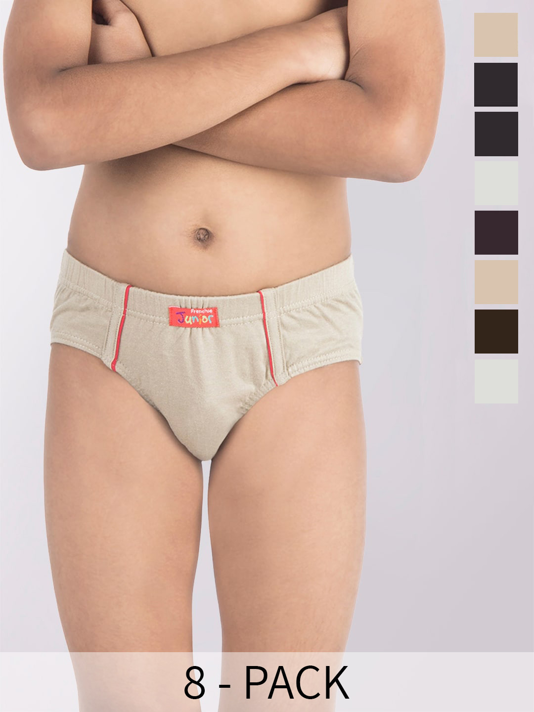 FRENCHIE Blaze Boys Pack Of 8 Assorted Pure Cotton Basic Briefs FR-BI-BF-JRBLC-2X5-50-PO8
