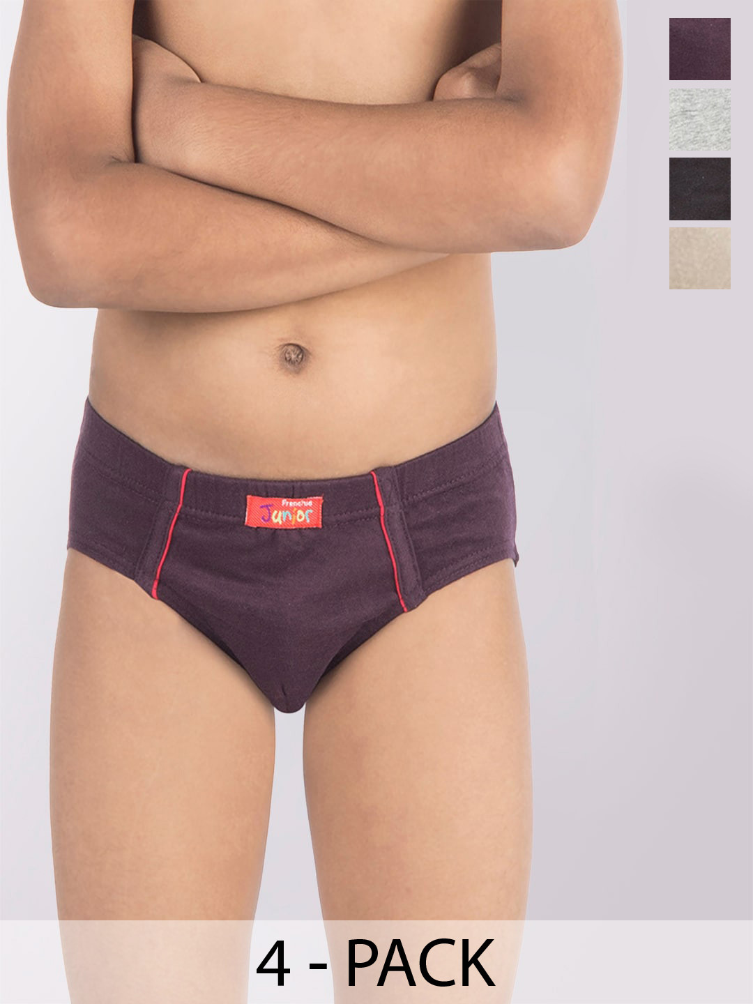 FRENCHIE Blaze Boys Pack Of 4 Assorted Pure Cotton Basic Briefs FR-BI-BF-JRBLC-2X5-50-PO4