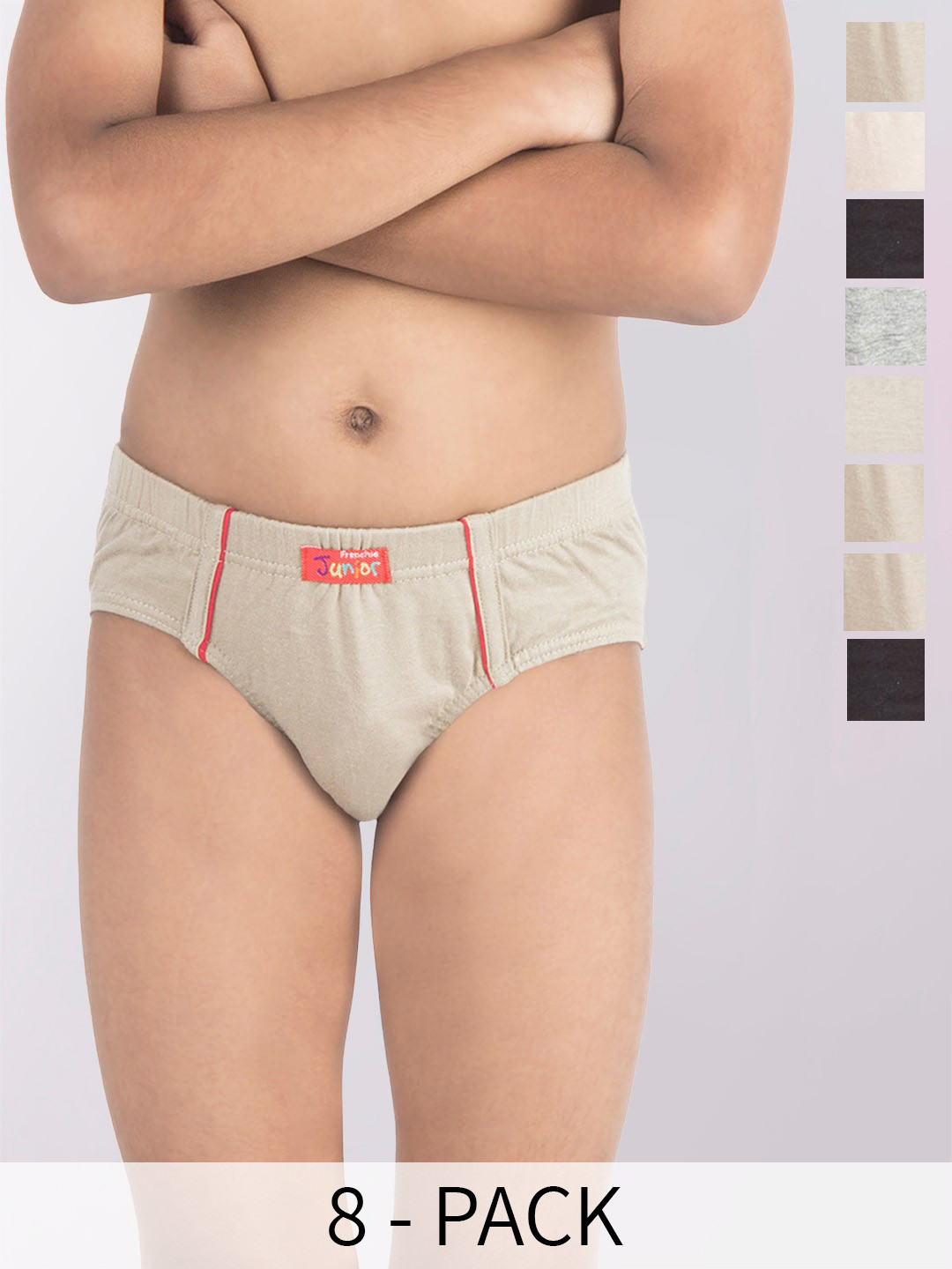 FRENCHIE Blaze Boys Pack Of 8 Assorted Pure Cotton Basic Briefs FR-BI-BF-JRBLC-2X5-65-PO8
