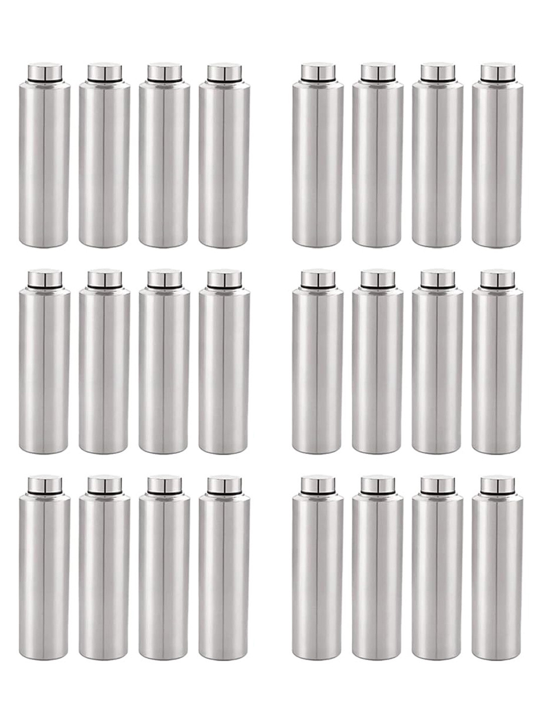 Kuber Industries Silver Stainless Steel BPA Free 6 Piece Water Bottle - 1L