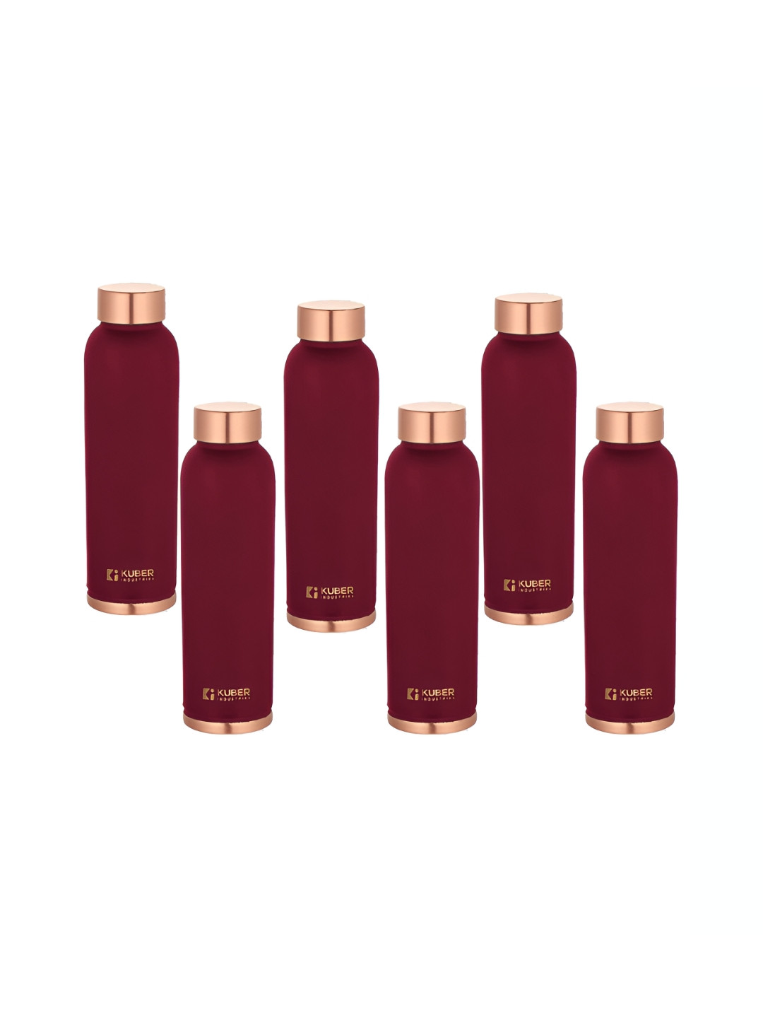 Kuber Industries Maroon Brand Logo Copper Spill Proof 6 Piece Water Bottle - 950ml