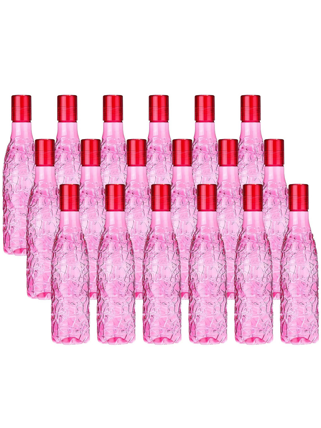 Kuber Industries Pink Solid Plastic BPA Free 18 Piece Water Bottle - 1L