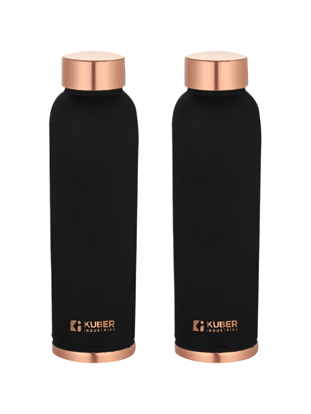 Kuber Industries Black Brand Logo Copper Spill Proof 2 Piece Water Bottle - 950ml