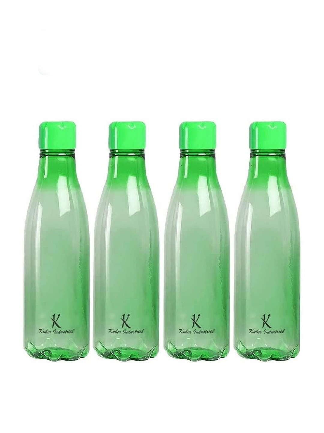 Kuber Industries Green Brand Logo Plastic Spill Proof 4 Piece Water Bottle - 1L