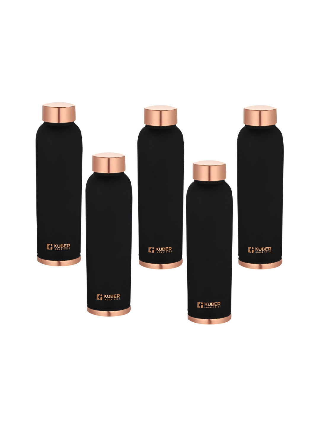 Kuber Industries Black Brand Logo Copper Spill Proof 5 Piece Water Bottle - 950ml