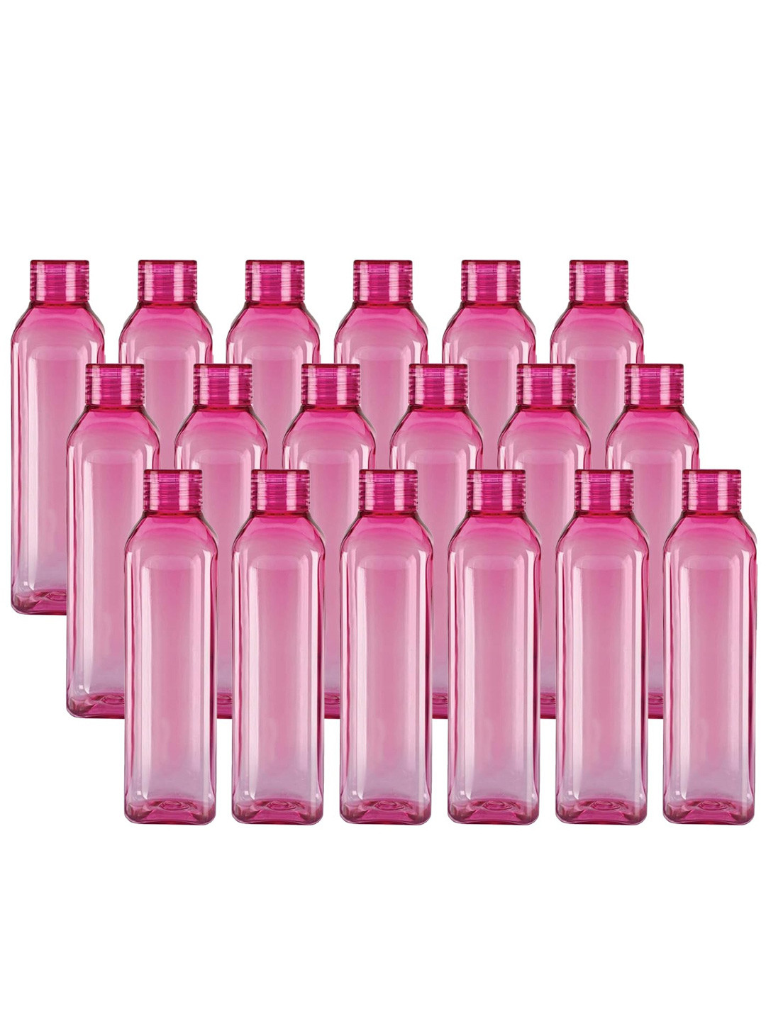 Kuber Industries Pink Solid Plastic Spill Proof 18 Piece Water Bottle - 1L