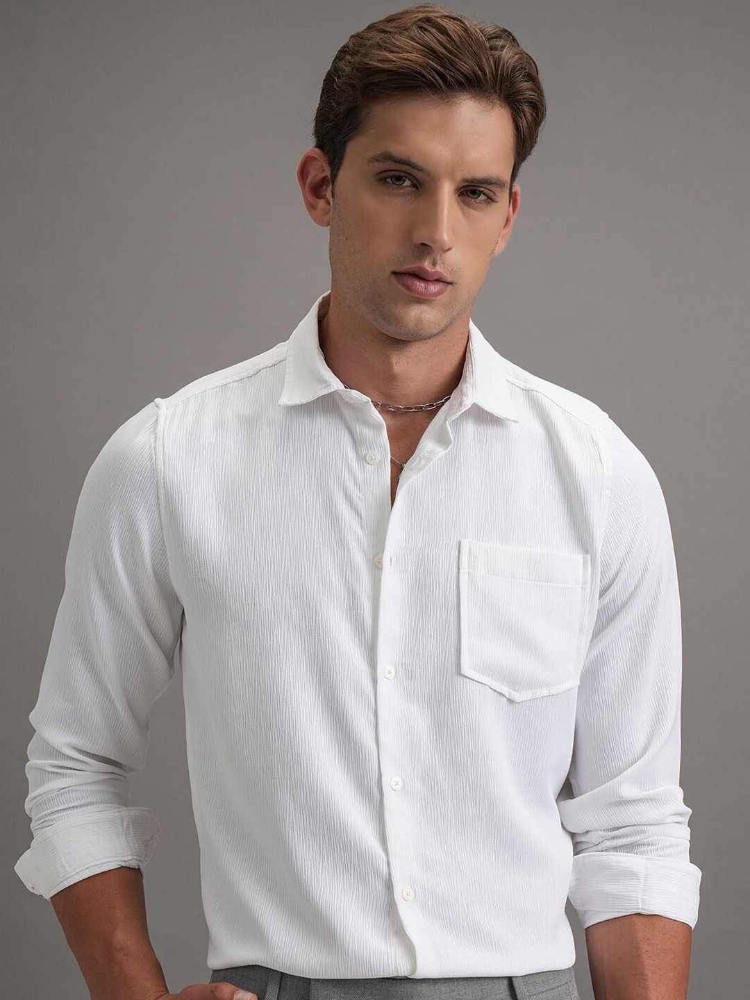 Highlander Men Textured Solid Relaxed Shirt