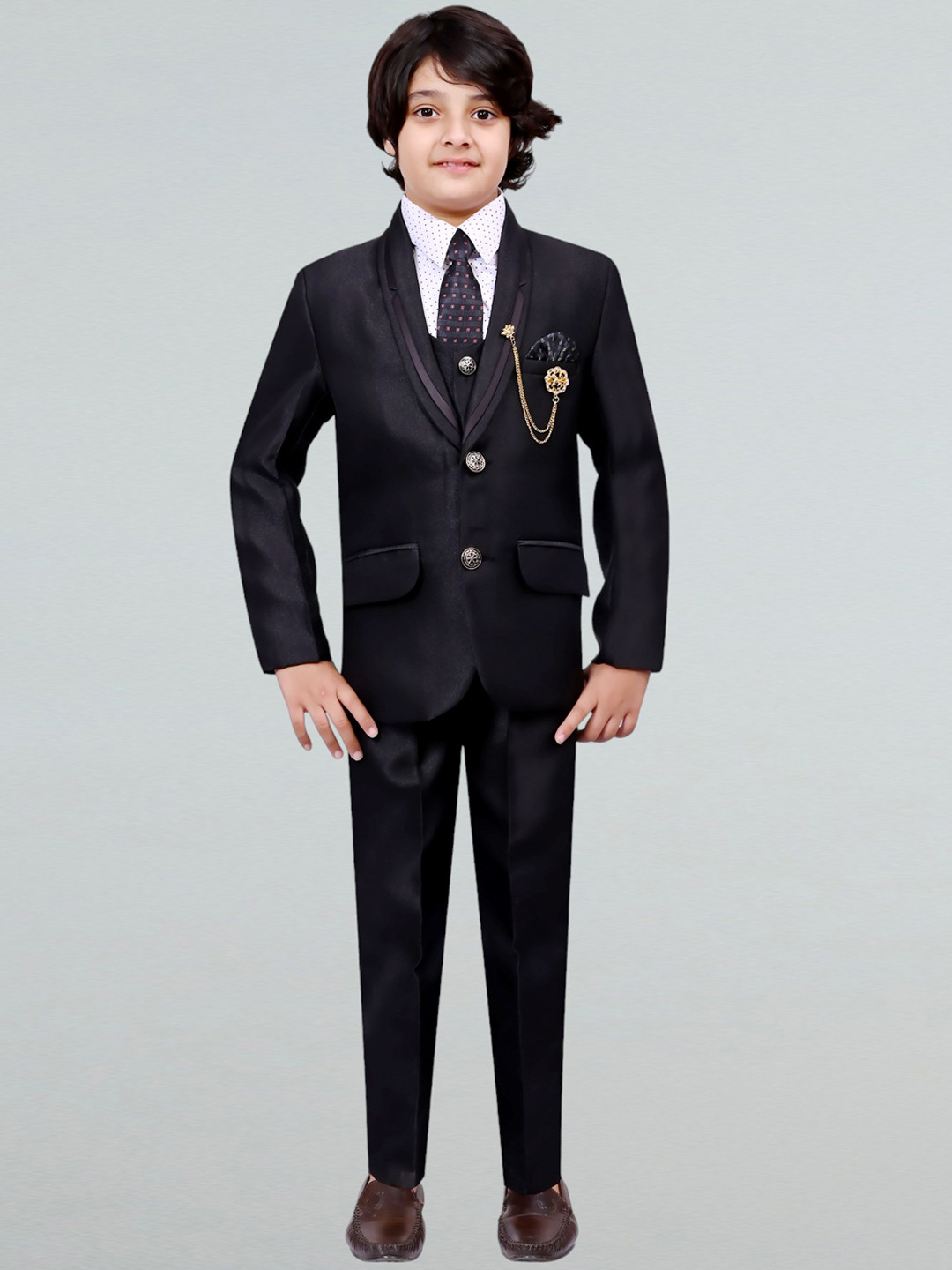 BT DEZINES Boys Shawl Collar Single-Breasted 3 Piece Suit