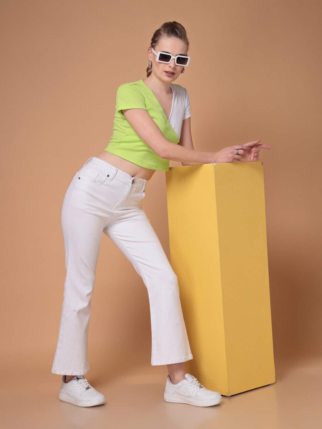 Freehand by The Indian Garage Co Colourblocked Wrap Crop Top