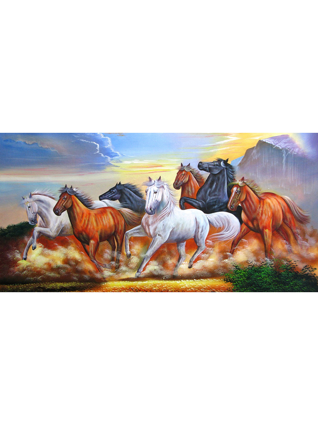 British Terminal Seven Horses Paper Wall Rectangle Paintings Wall Art