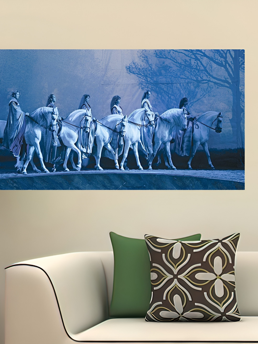 British Terminal Blue Lucky Seven Horses Running At Sunrise Wall Poster