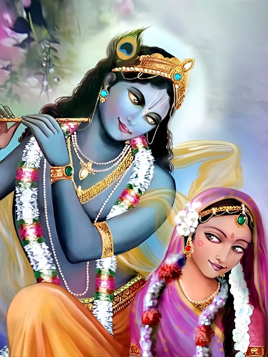 British Terminal Blue & Gold-Toned Religious Radha Krishna Wall Poster