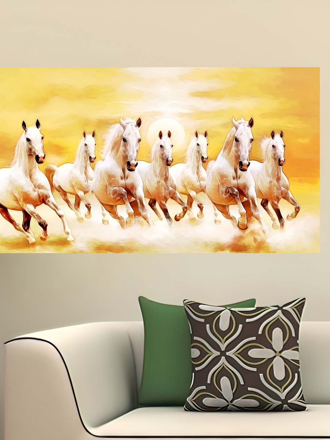 British Terminal Yellow & White Birds And Animals Horse Wall Painting