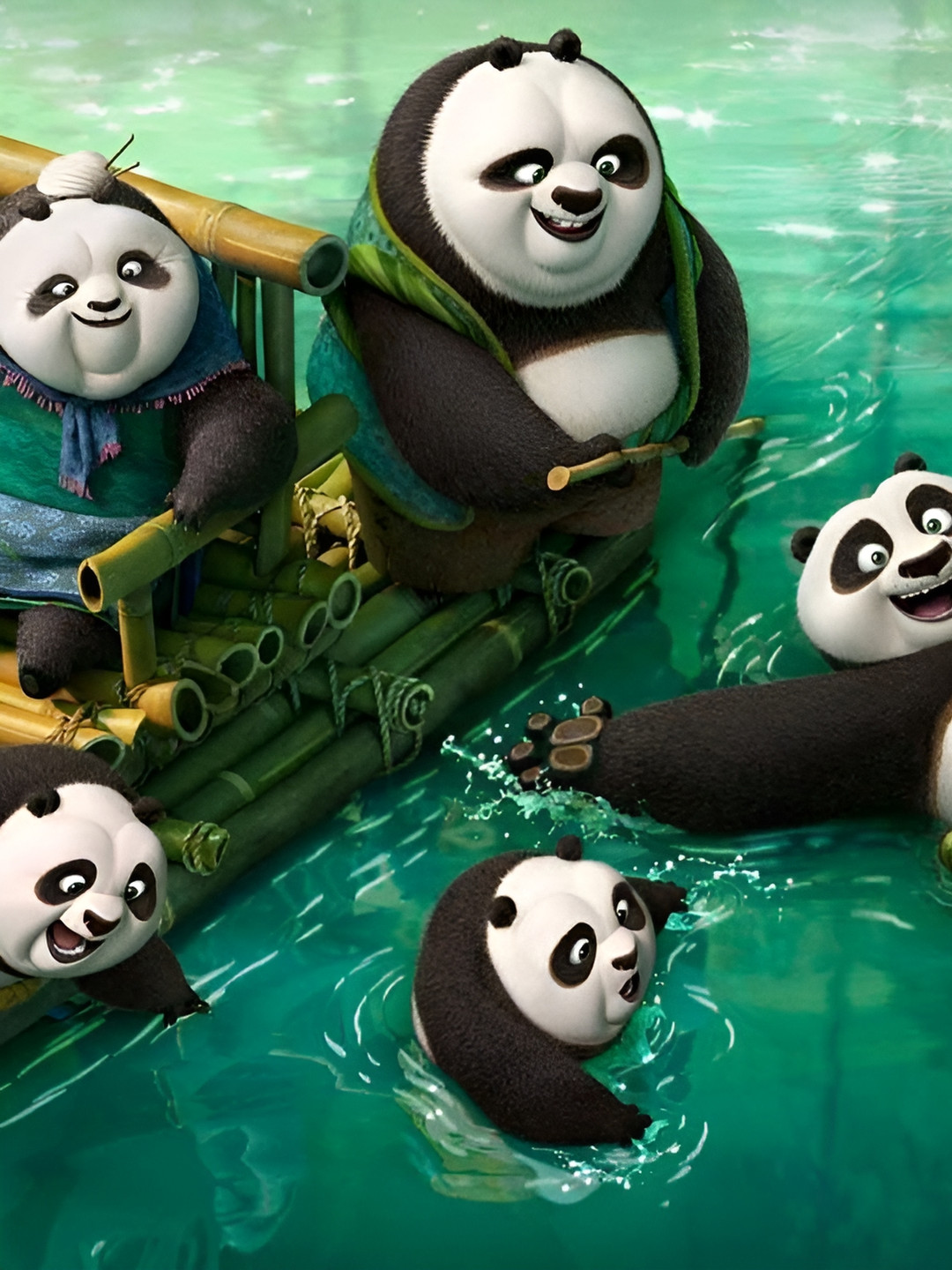 British Terminal Green & Beige Cartoon Characters Kung Fu Panda Wall Poster