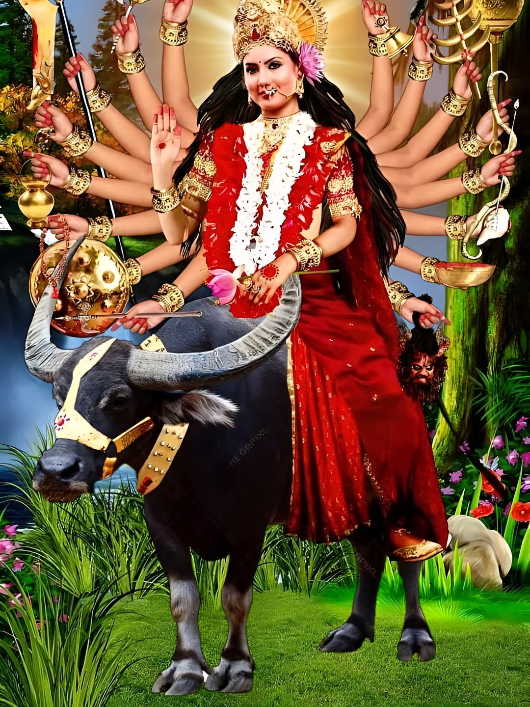 British Terminal Red & Green Religious Goddess Vihat Maa Wall Sticker