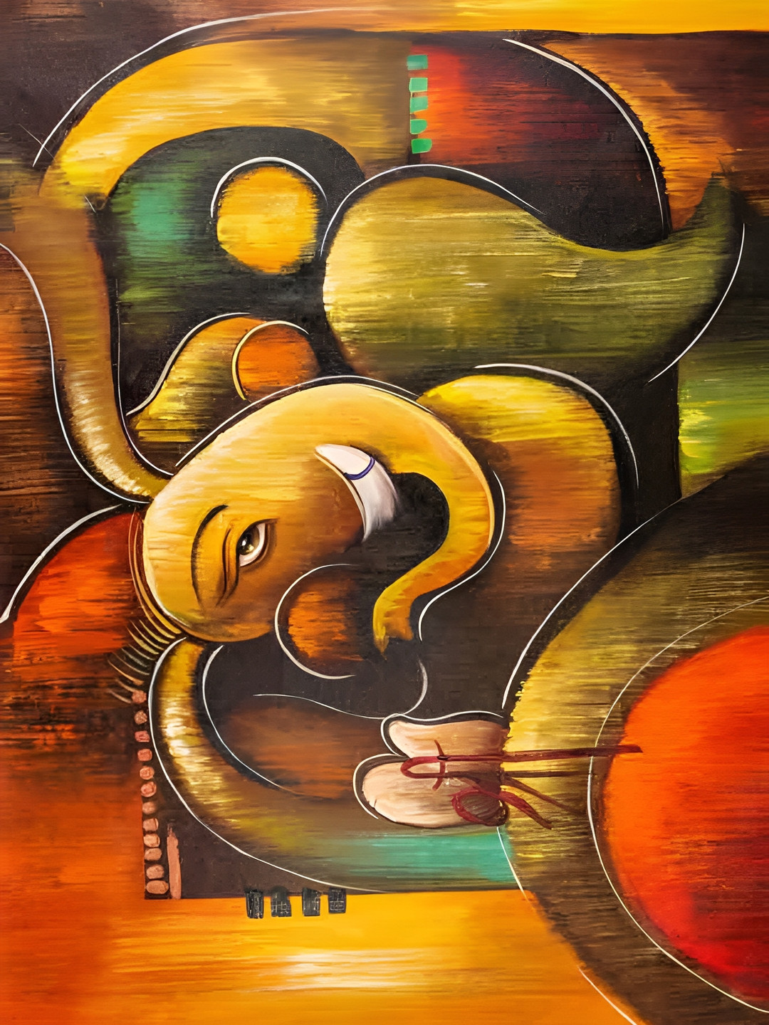 British Terminal Yellow and Green Lord Ganesha vighnaharta Religious Wall Sticker
