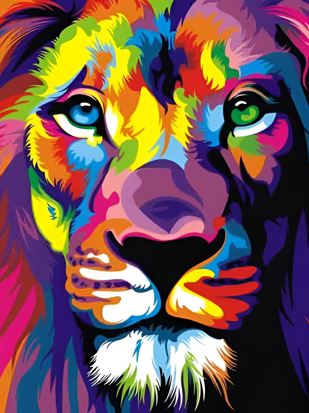 British Terminal Blue & Yellow Abstract Lion Printed Wall Sticker