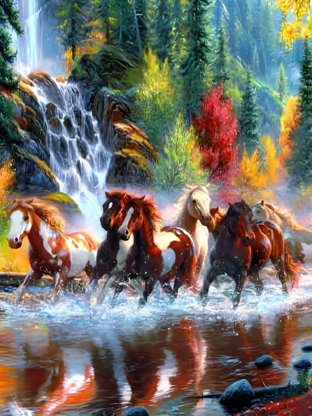 British Terminal Blue Green Vastu Seven Running Horses Sticker