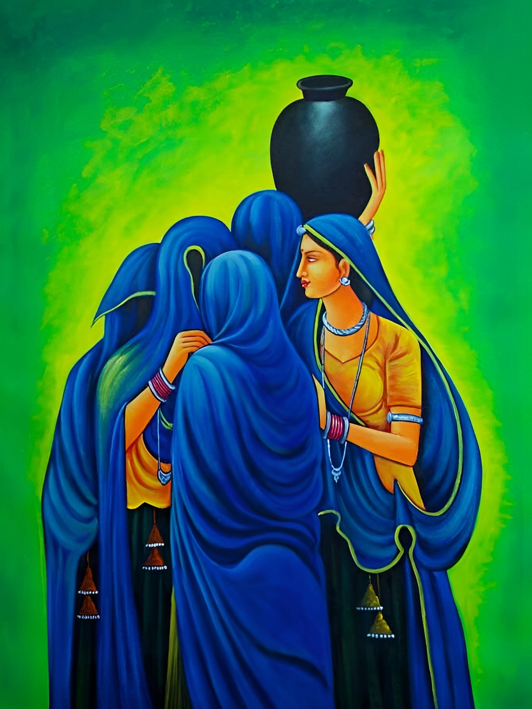 British Terminal Blue & Green Rajasthani Painting Sticker