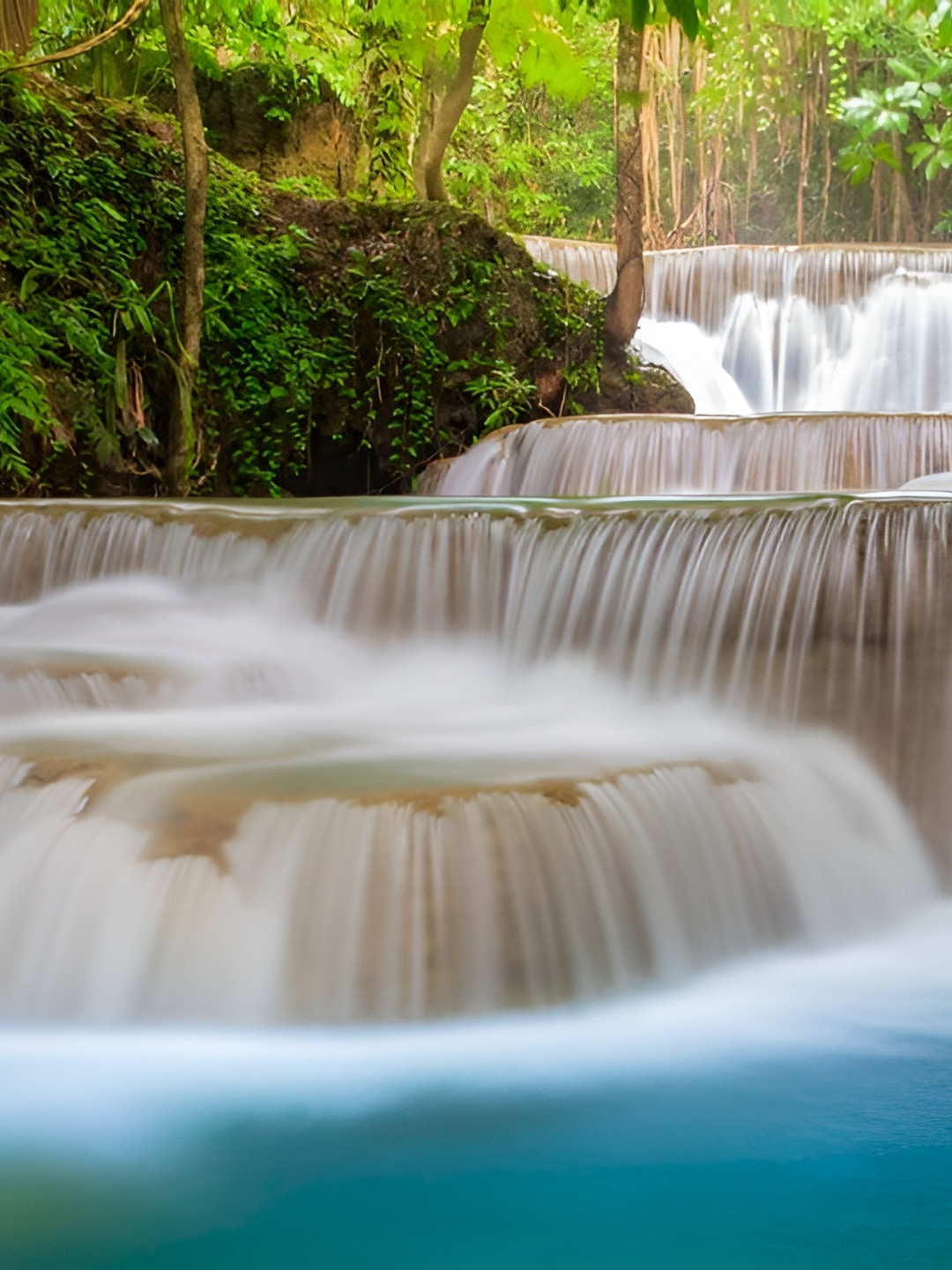 British Terminal Brown & Green Natural Waterfall Scenery Wall Poster