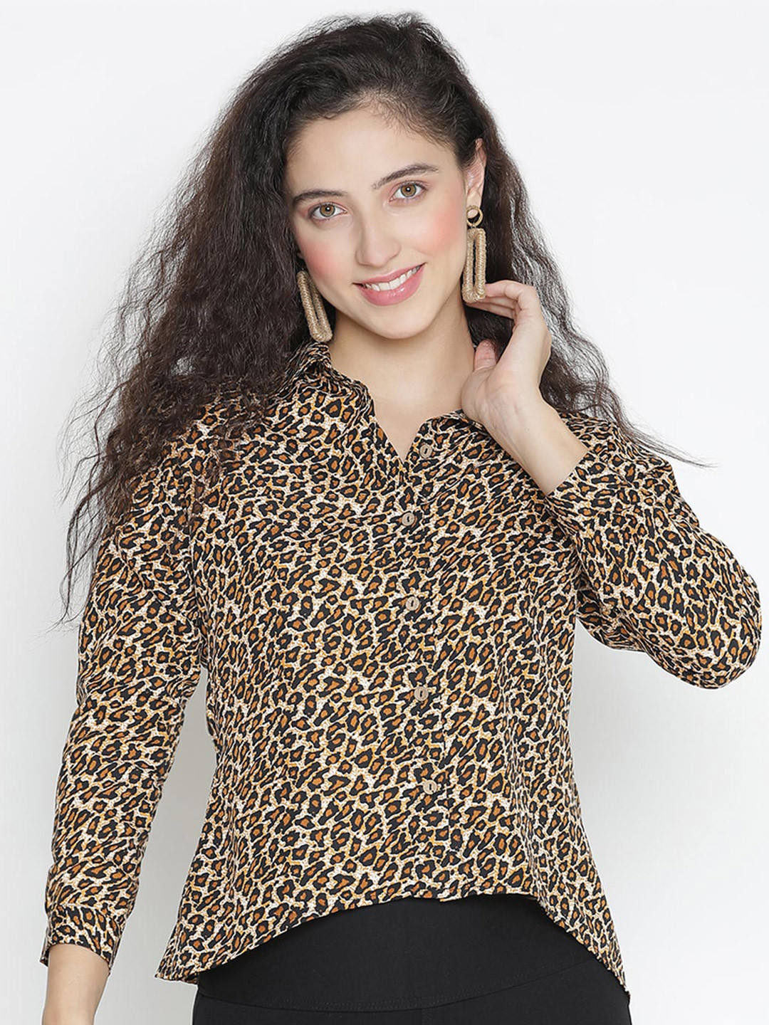 DRAAX Fashions Animal Print High-Low Top