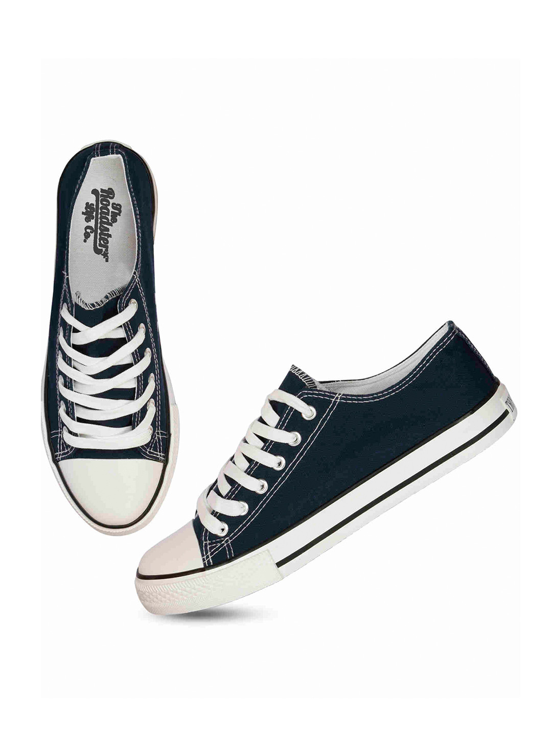The Roadster Lifestyle Co. Women Navy Blue Comfort Insole Cleated Sole Canvas Sneakers