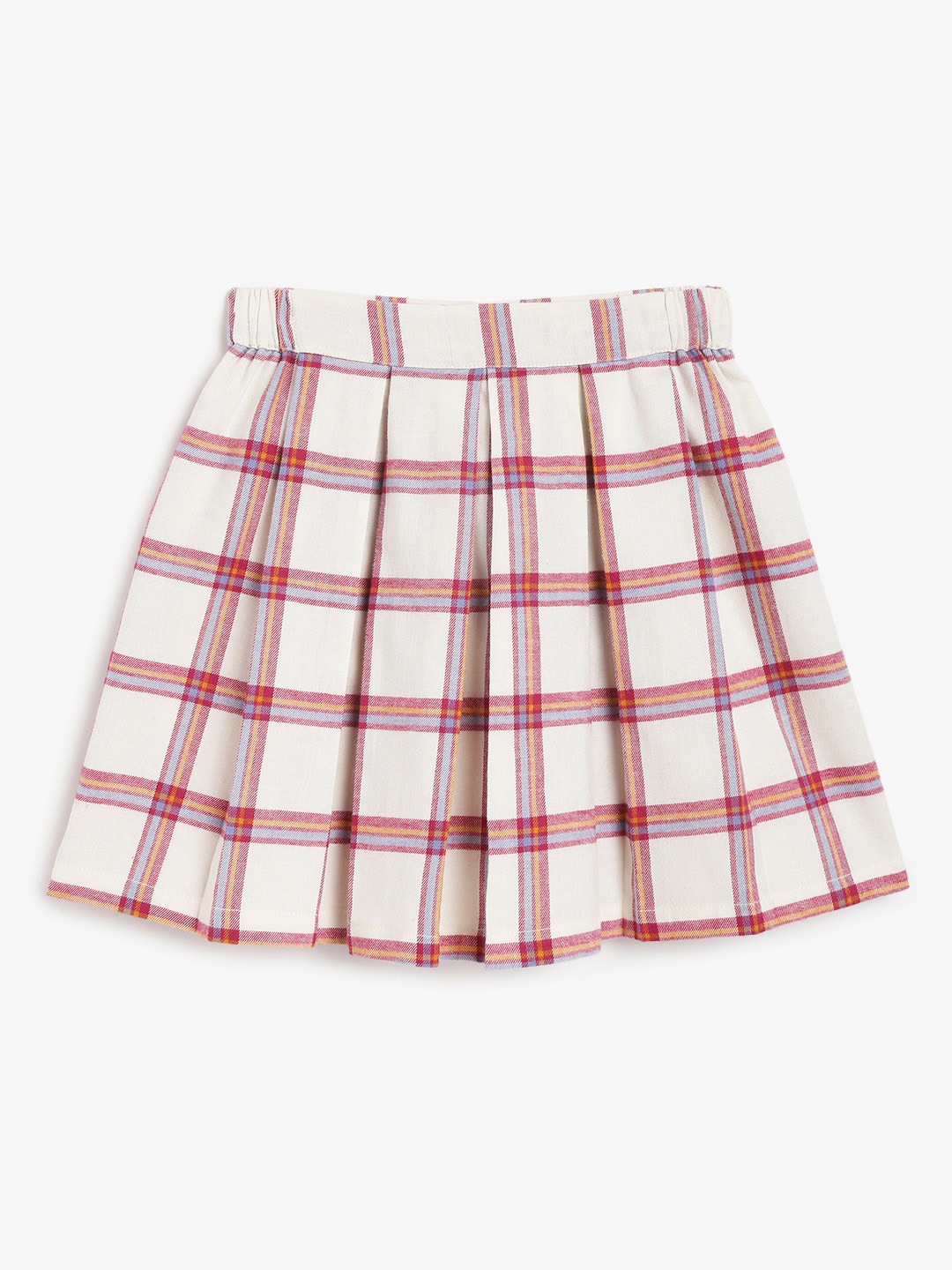 Campana Girls Checked Pure Cotton Gathered Or Pleated Above Knee Length A-Line Skirt