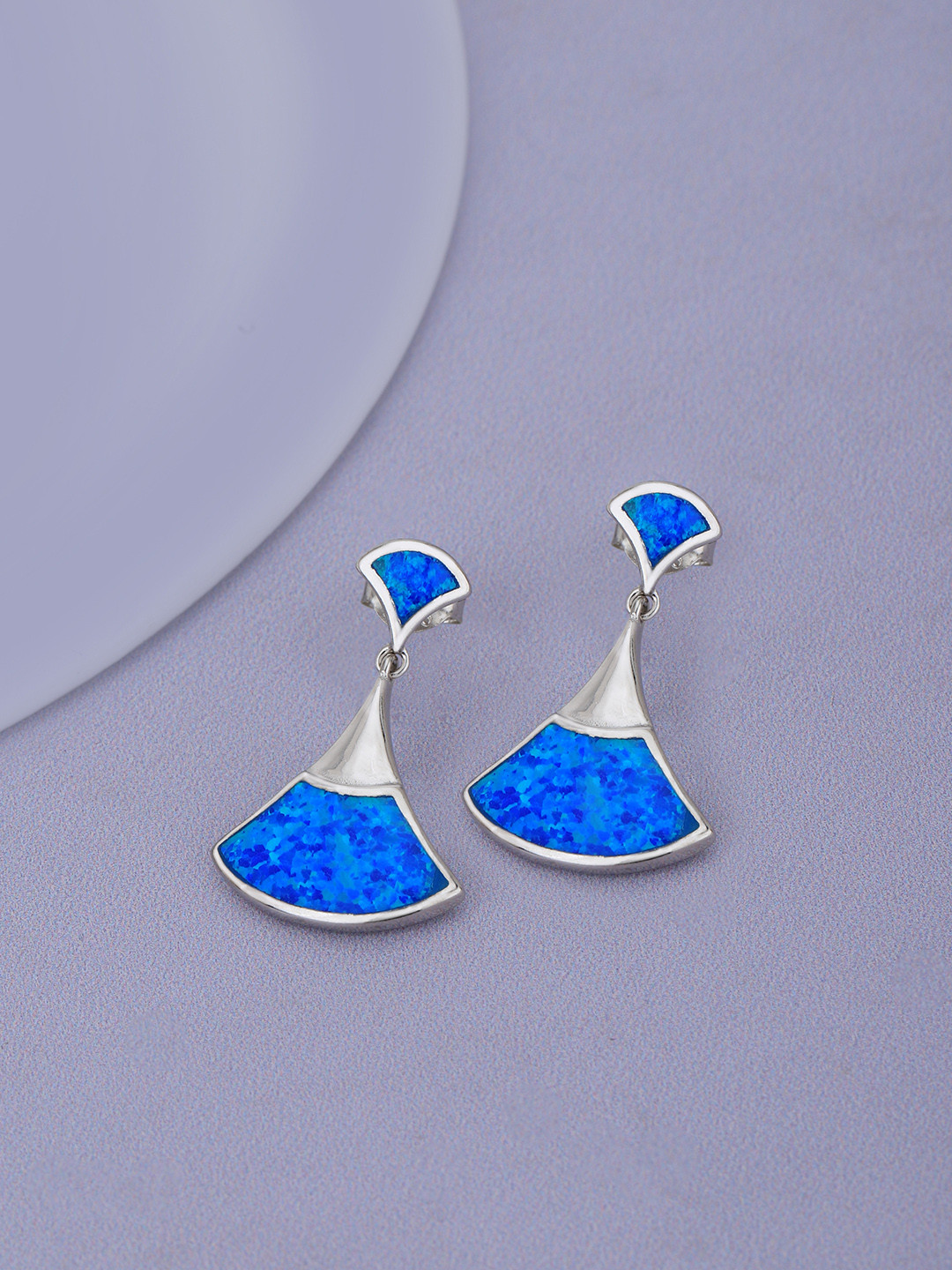 Carlton London 925 Sterling Silver Rhodium Plated Opal Stone Contemporary Drop Earring
