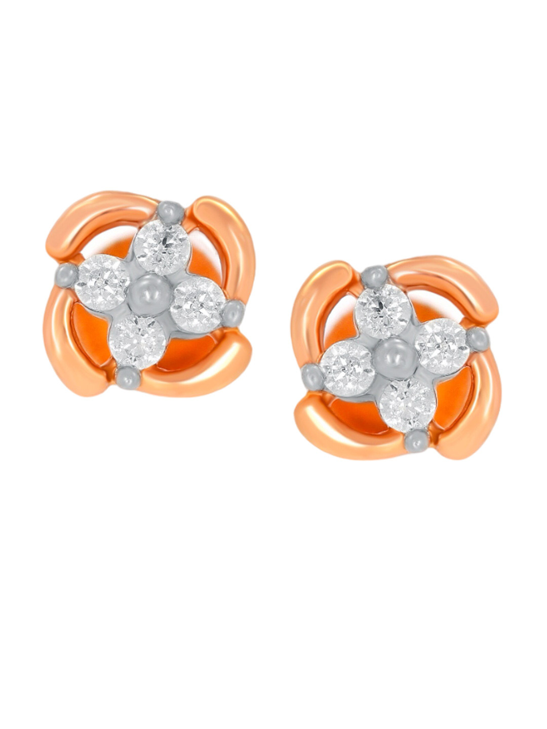 BHIMA Jewels 22K Hallmark 916 Purity Yellow Gold Floral Stone Rose Gold Stud