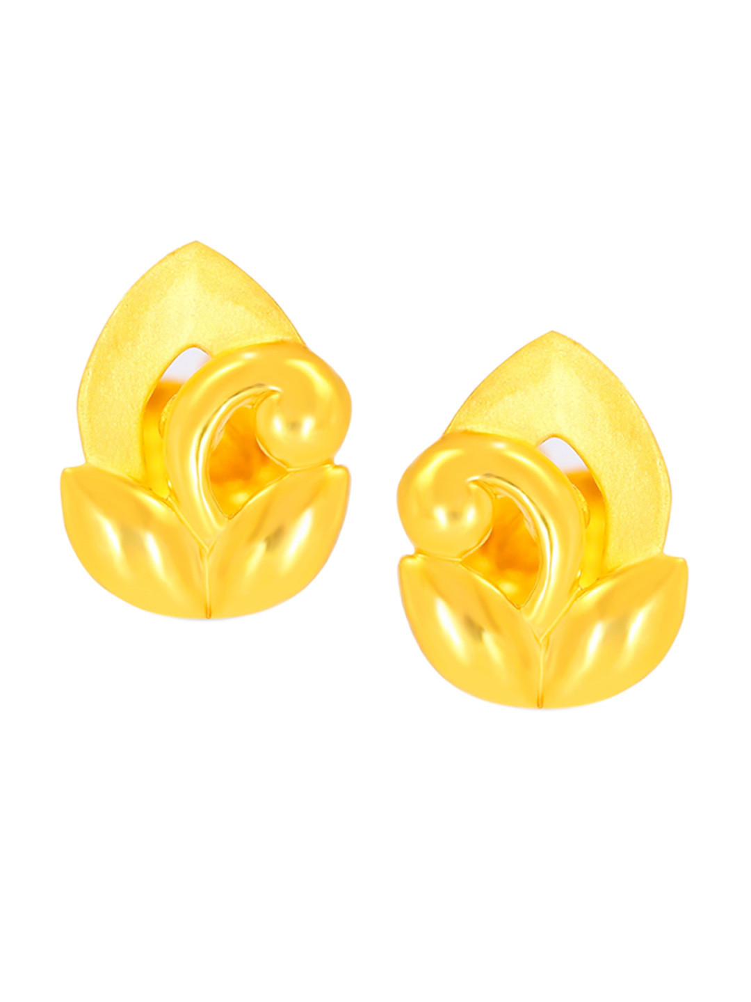 BHIMA 22K BIS Hallmark (916) Yellow Gold Matte Elegance Stud Earrings