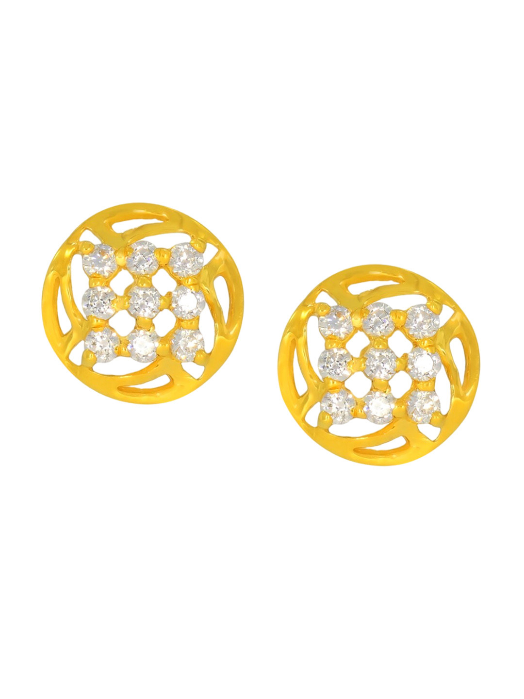 BHIMA Jewels 22K Hallmark 916 Purity Yellow Gold Studs With Stones
