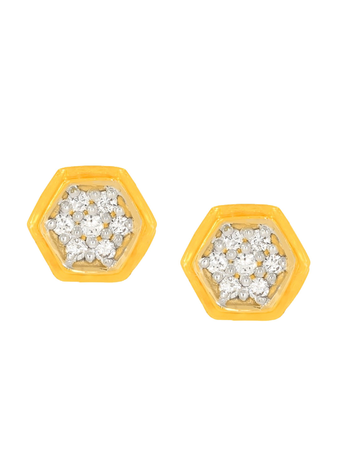 BHIMA Jewels 22K Hallmark 916 Purity Yellow Gold Hexagon Stone Stud