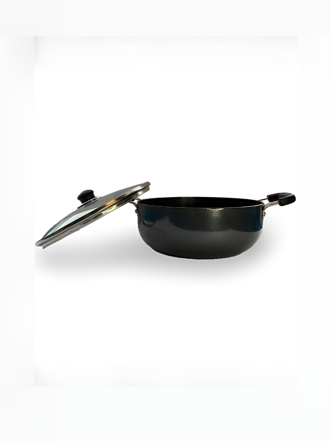 UMAI Black Aluminium Dishwasher Safe Kadhai Or Wok 2.4L
