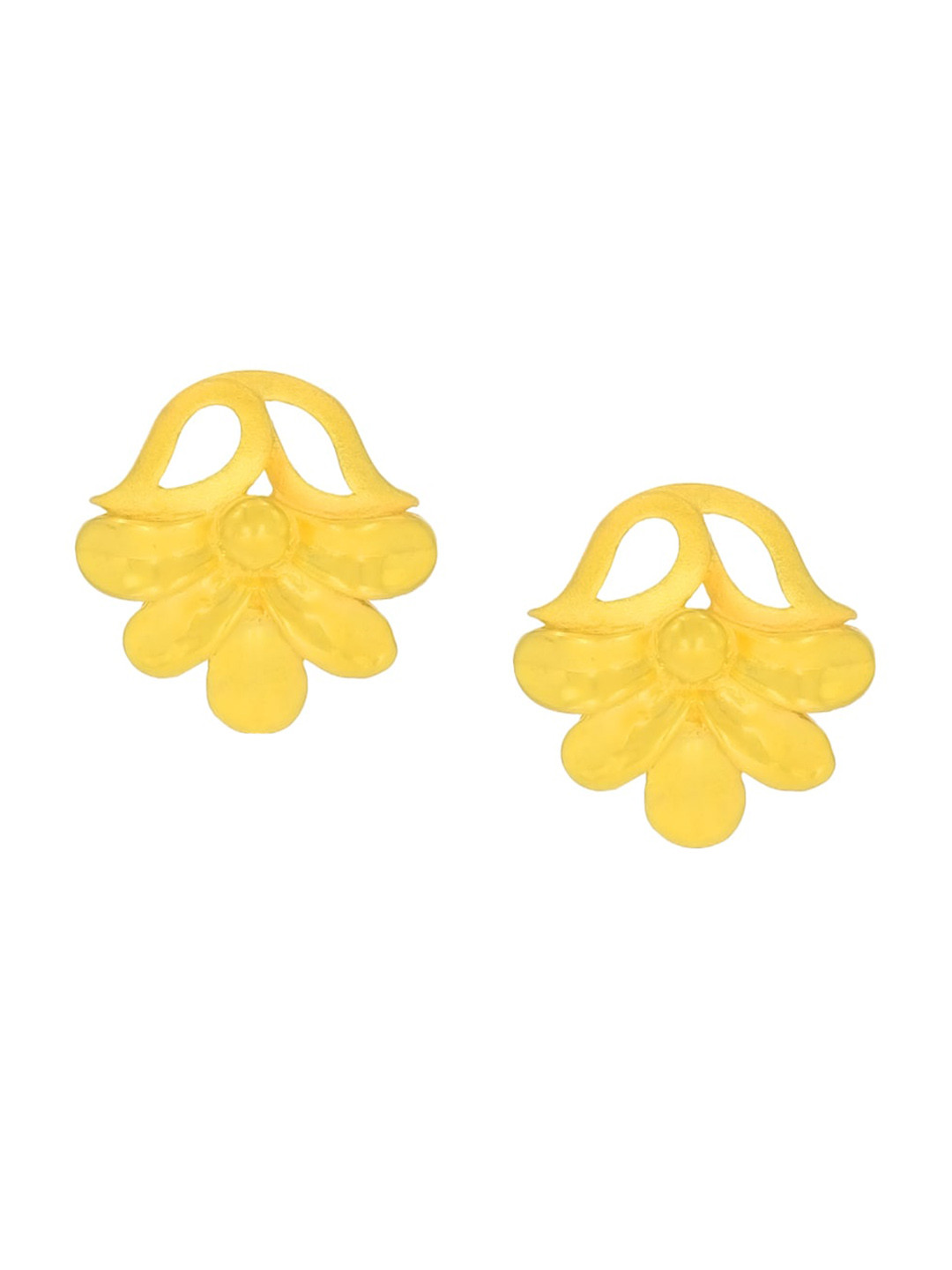 BHIMA Jewels 22K Hallmark 916 Purity Yellow Gold Floral Design Stud