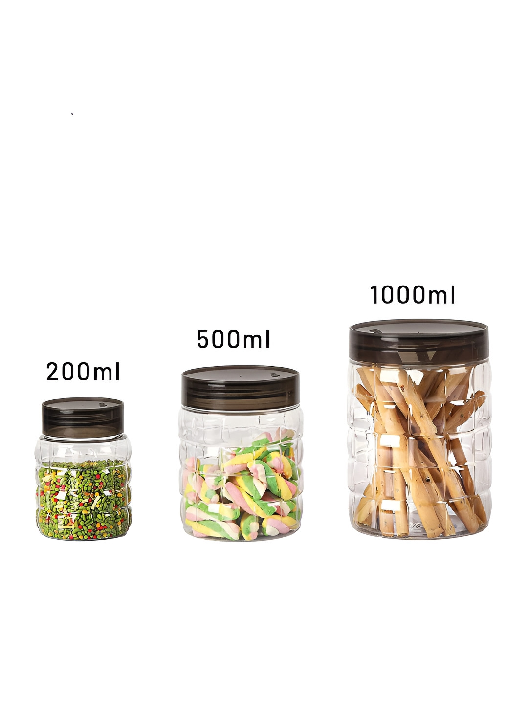 Kuber industries Transparent Plastic 6 Piece Screw Top Graduated Container