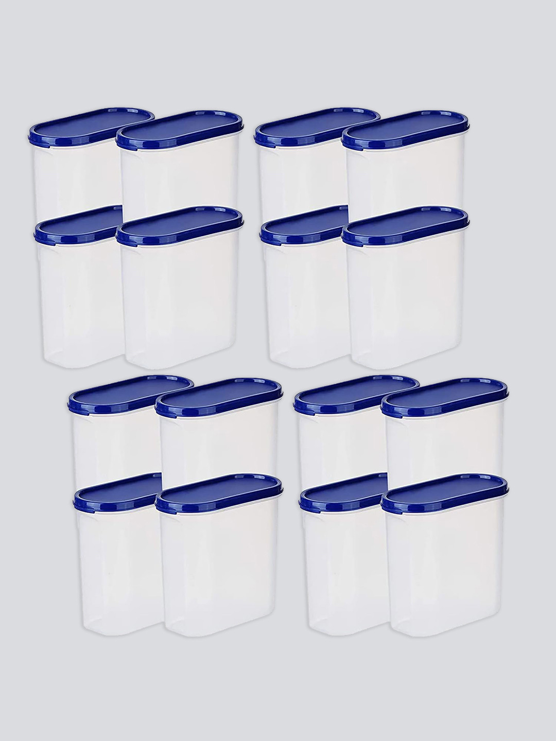 Kuber industries Blue Plastic Air Tight 16 Piece Screw Top Canister-1.6L