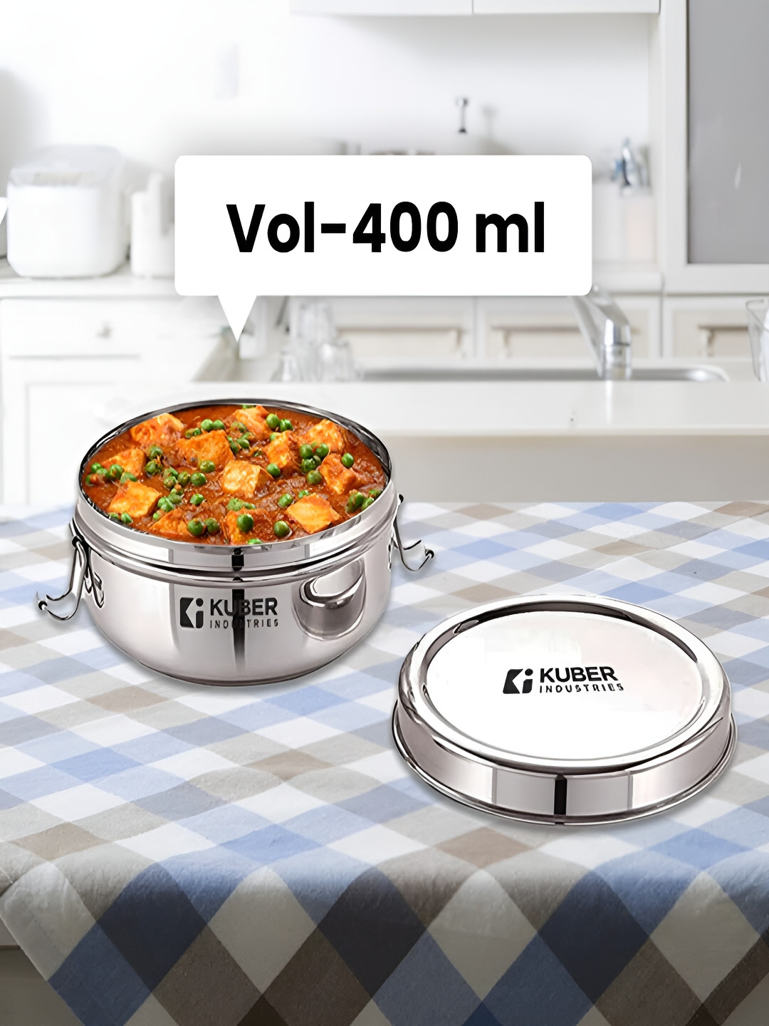 Kuber Industries Food Pack Stainless Steel 3PCs Lunch Box With Spoon and Fork