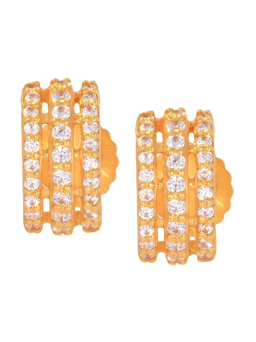 BHIMA Jewels 22K Hallmark 916 Purity Yellow Gold Three Layer Stone Stud
