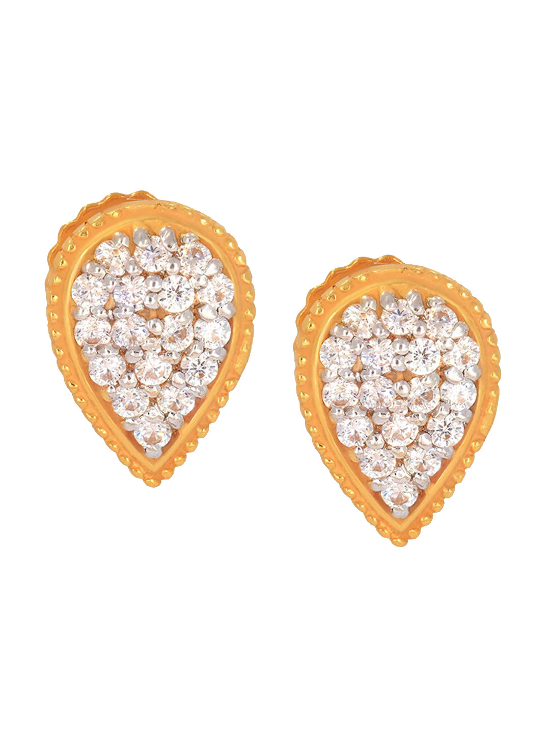 BHIMA 22K Hallmark 916 Purity Yellow Gold Dropb White Stone Stud