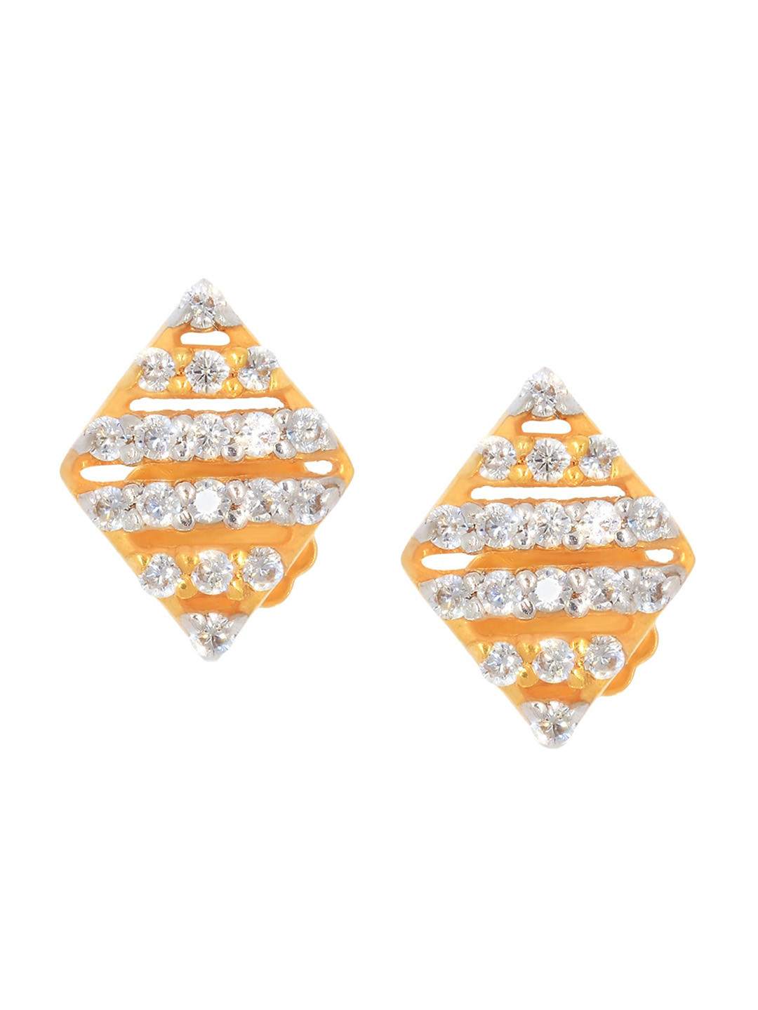 BHIMA 22K Hallmark 916 Purity Yellow Gold Rhombus Stone Stud