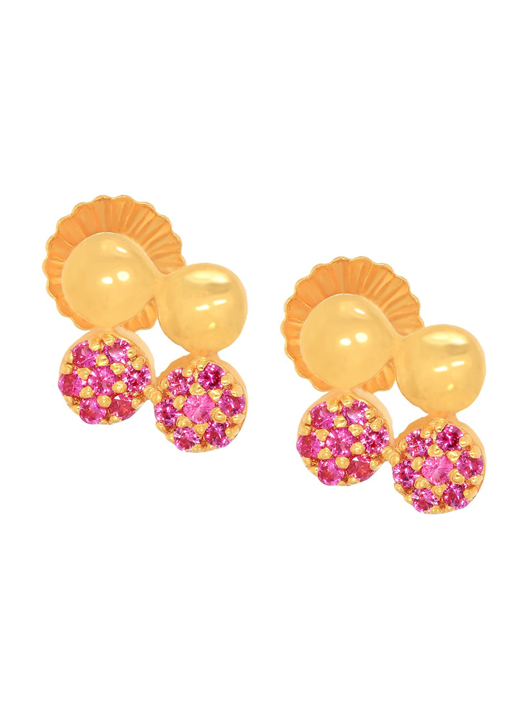 BHIMA 22K Hallmark 916 Purity Yellow Gold Drop Stone Stud