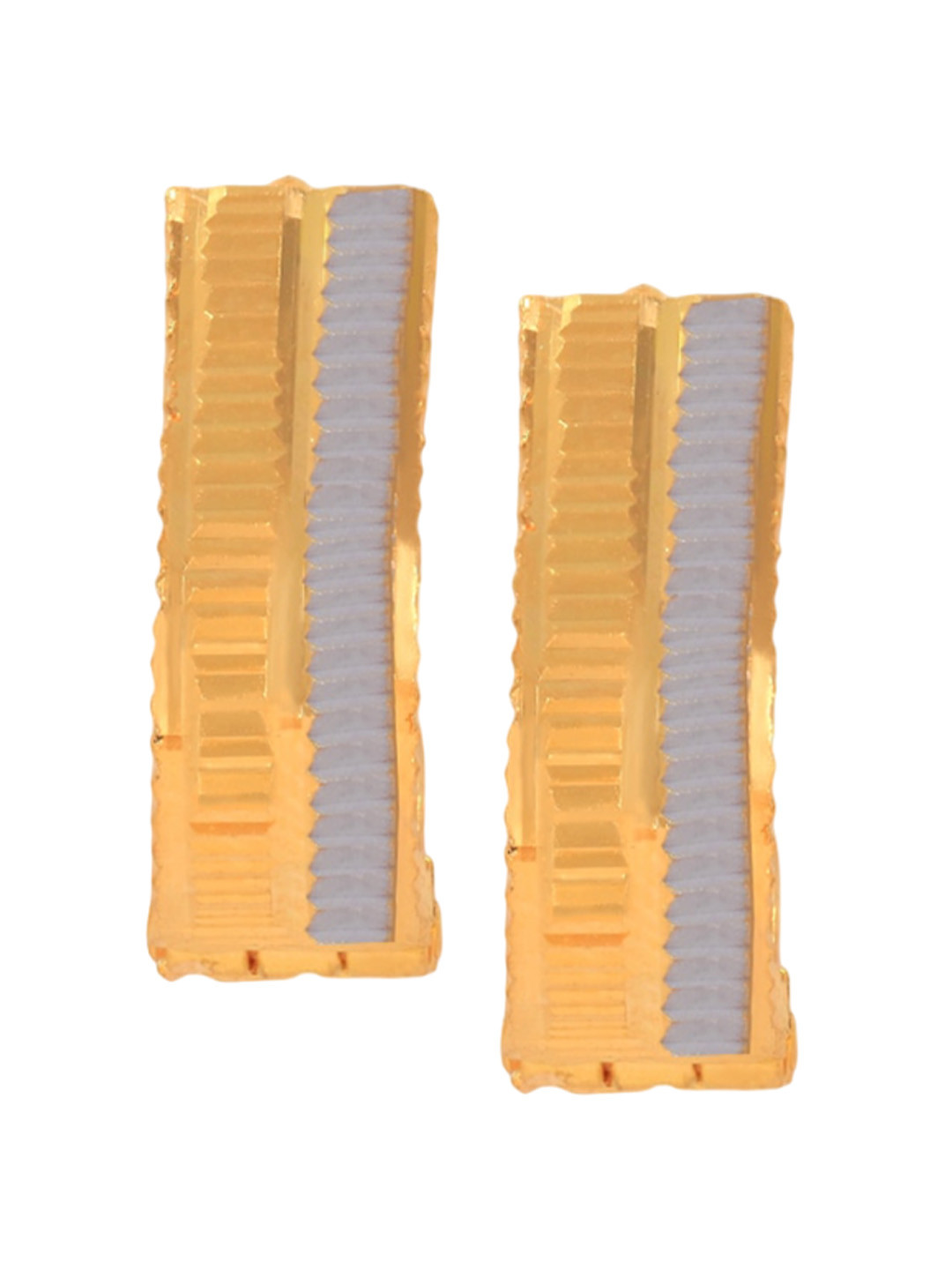 BHIMA 22K Hallmark 916 Purity Yellow Gold Mixed Rhodium Ring Stud