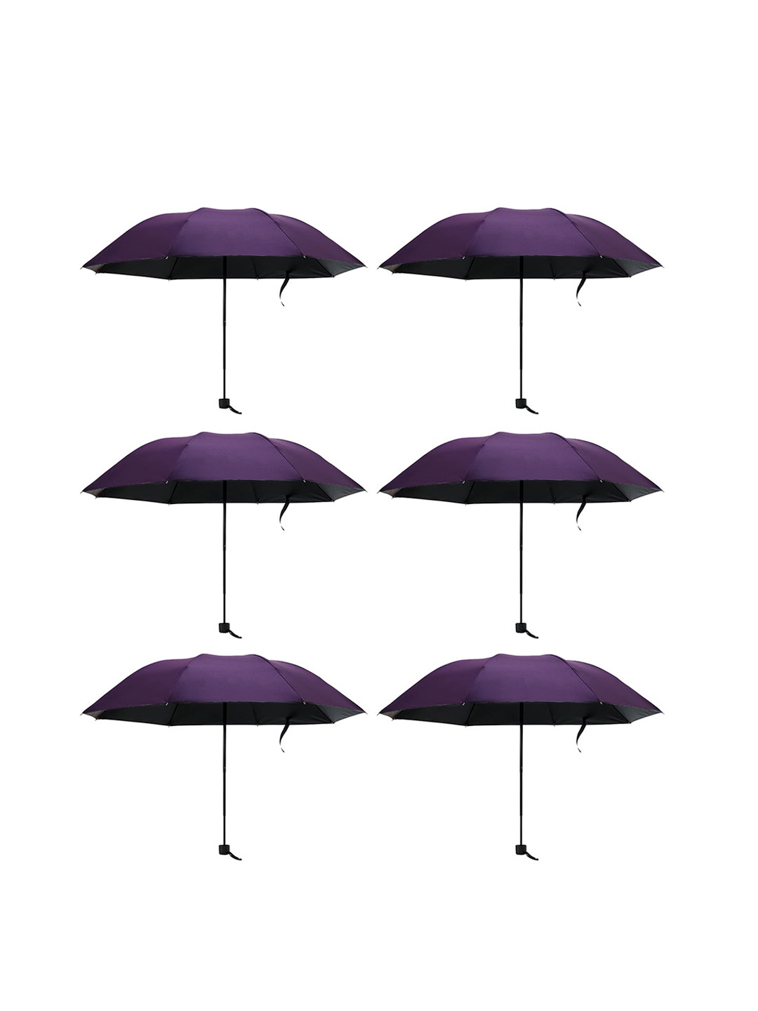 Kuber Industries Pack Of 6 Manual 3 Fold Windproof Umbrellas