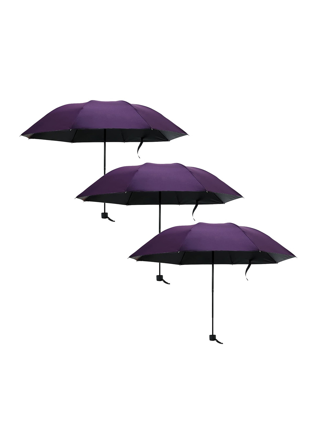 Kuber Industries Pack Of 3 Manual Three Fold Umbrellas