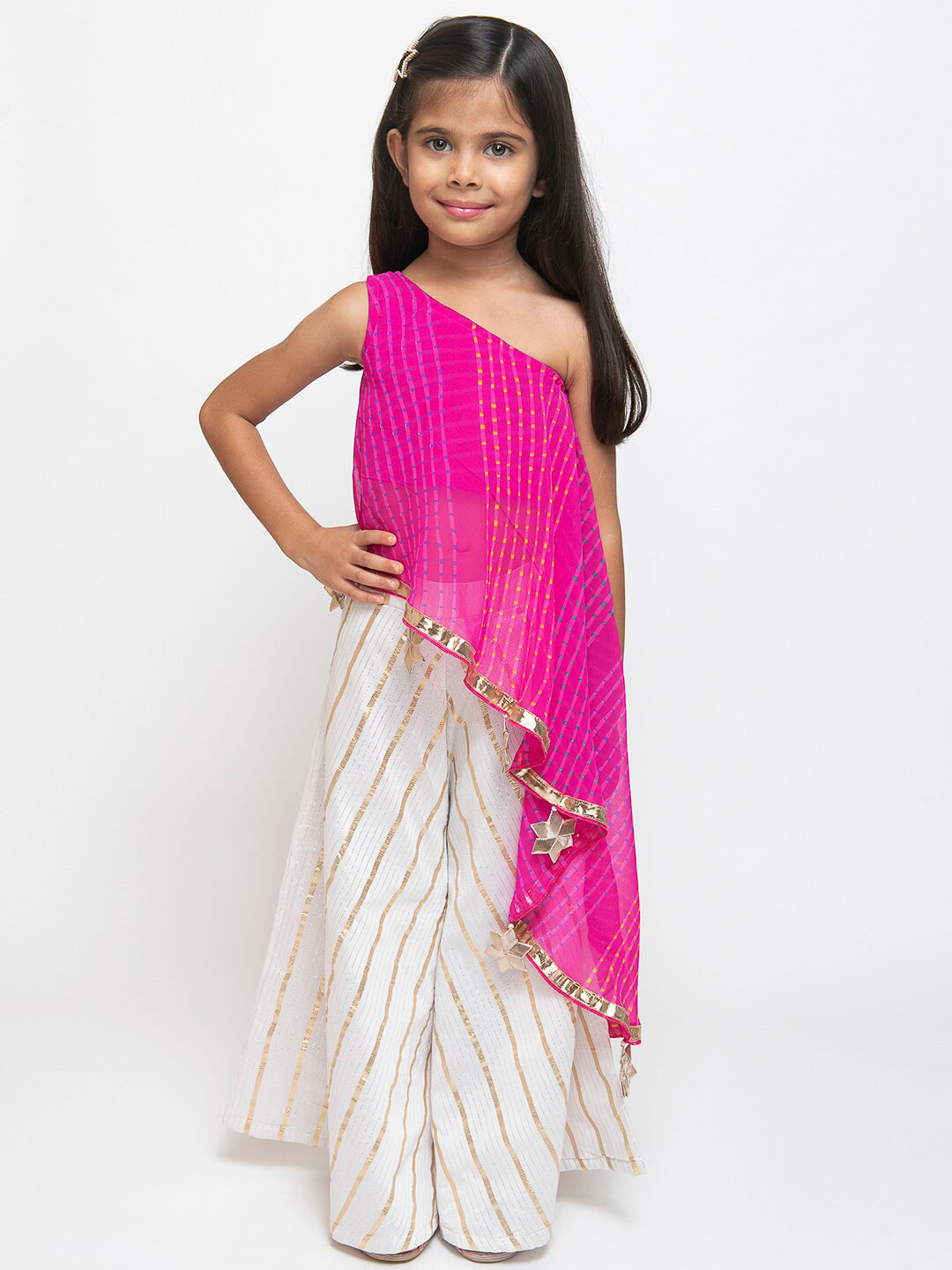 Fairies Forever Girls Printed One Shoulder Top with Palazzos