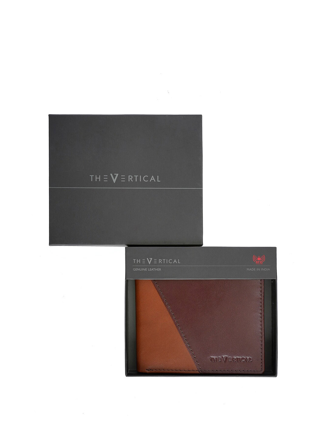 THe VerTicaL Men Colourblocked Leather Two Fold Wallet