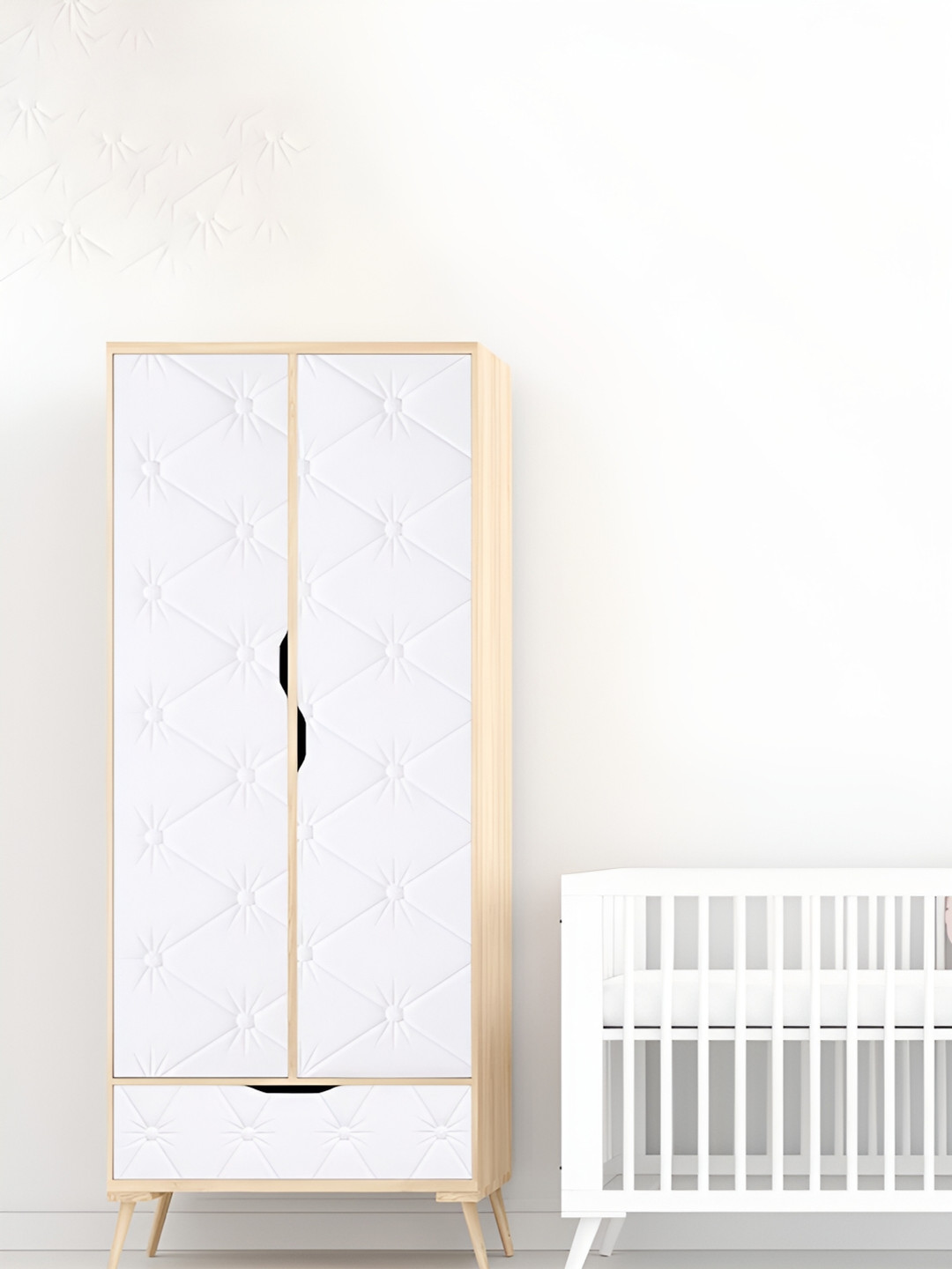 Kuber Industries White 2 Pieces Textured Self-Adhesive Imitation Linen Wall Sheets