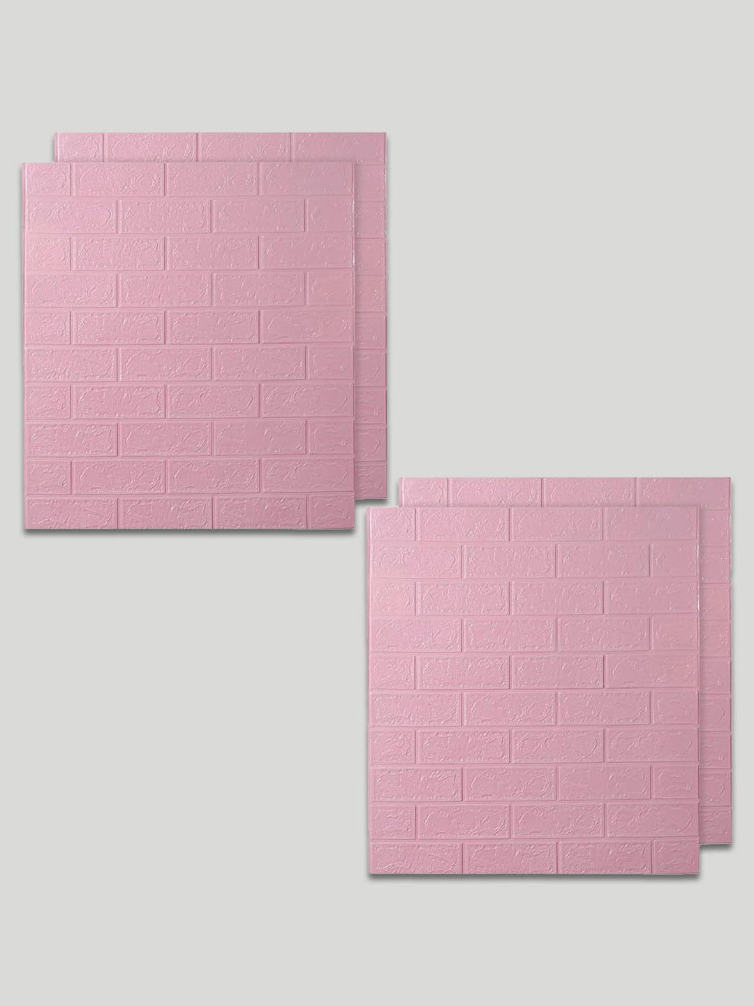 Kuber Industries Pink 4 Pcs Textured Self-Adhesive Imitation Linen Wall Sheets