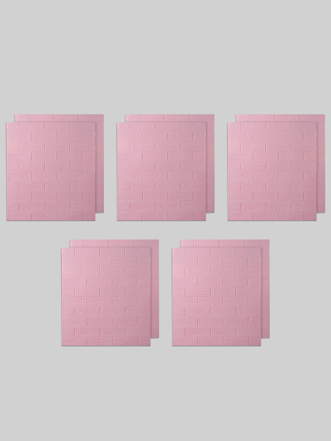 Kuber Industries Pink 10 Pcs Textured Self-Adhesive Brick 3D Wallpaper