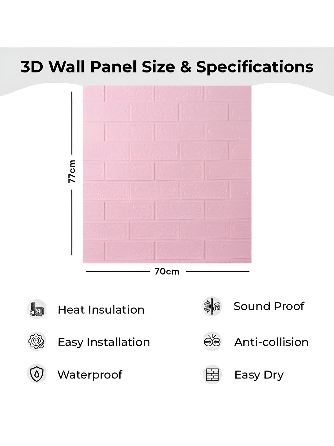 Kuber Industries Pink 5 Pieces Textured Self-Adhesive Brick 3D Wallpaper